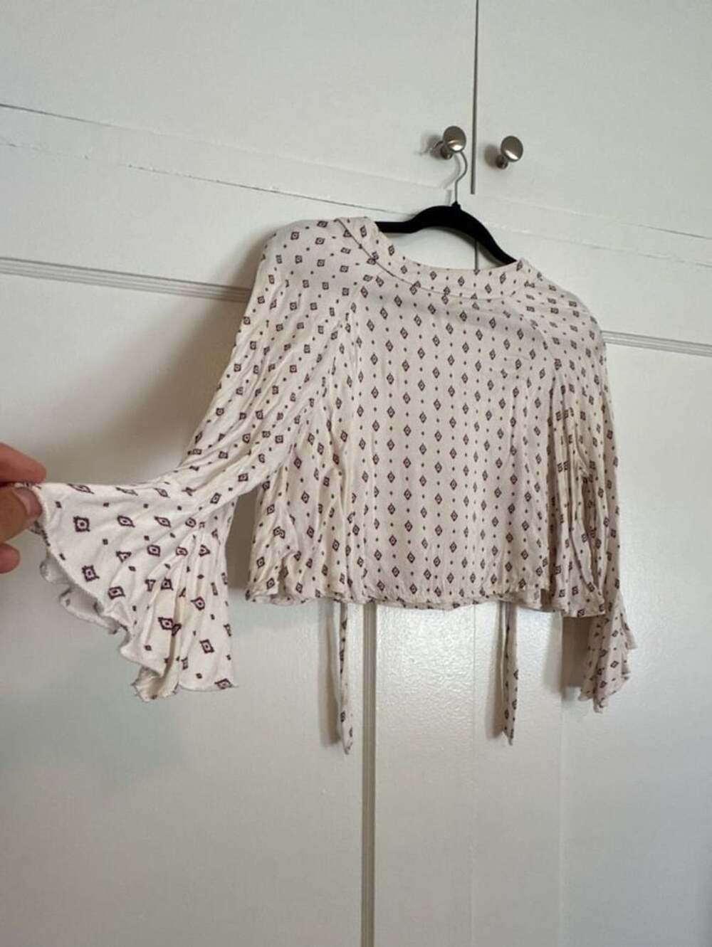Tie Back American Eagle Shirt Boho Crop Flowy top Prairie style size 0
